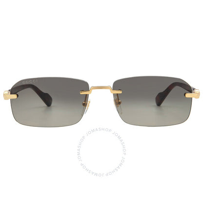 نظارة شمسية غوتشي للرجال بتصميم مستطيل ذهبي/هافانا