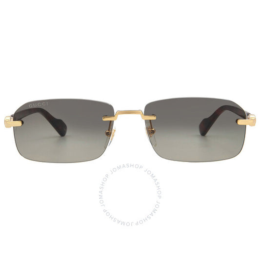 نظارة شمسية غوتشي للرجال بتصميم مستطيل ذهبي/هافانا