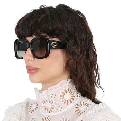 نظارات شمسية مربعة للنساء من غوتشي، رمادية متدرجة