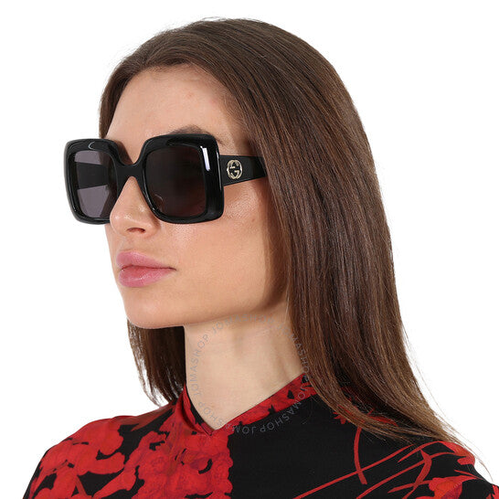 نظارات شمسية نسائية مستطيلة رمادية من غوتشي