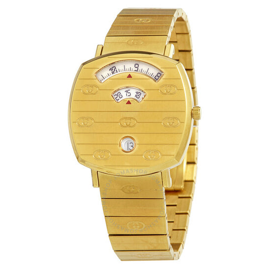 ساعة Gucci Grip كوارتز بمينا بيضاء وذهب أصفر للسيدات