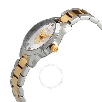 ساعة Gucci G-Timeless كوارتز نسائية بمينا فضية مرصعة بالألماس