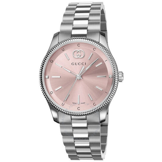ساعة Gucci G-Timeless كوارتز نسائية بمينا وردي
