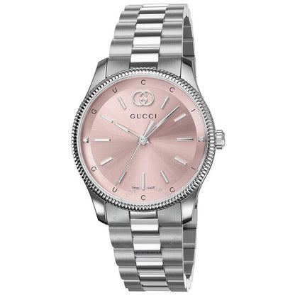 ساعة Gucci G-Timeless كوارتز نسائية بمينا وردي
