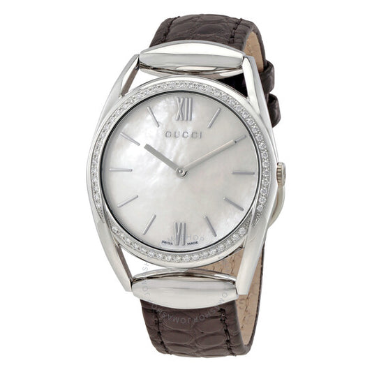 ساعة غوتشي هورسبيت كوارتز نسائية بمينا من عرق اللؤلؤ