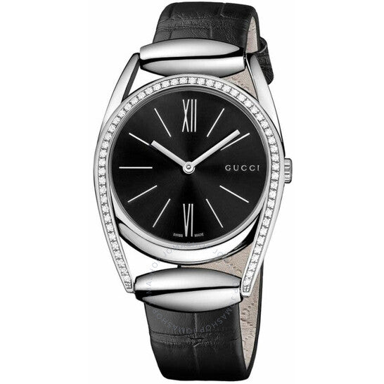Gucci, Horsebit Quartz Diamond Black Dial Ladies Watch