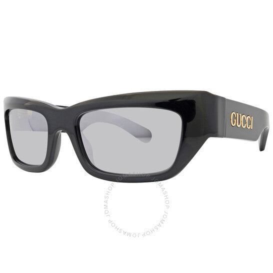 نظارة شمسية غوتشي مستطيلة باللون الفضي للرجال