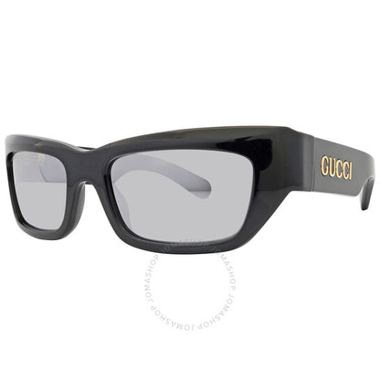 نظارة شمسية غوتشي مستطيلة باللون الفضي للرجال