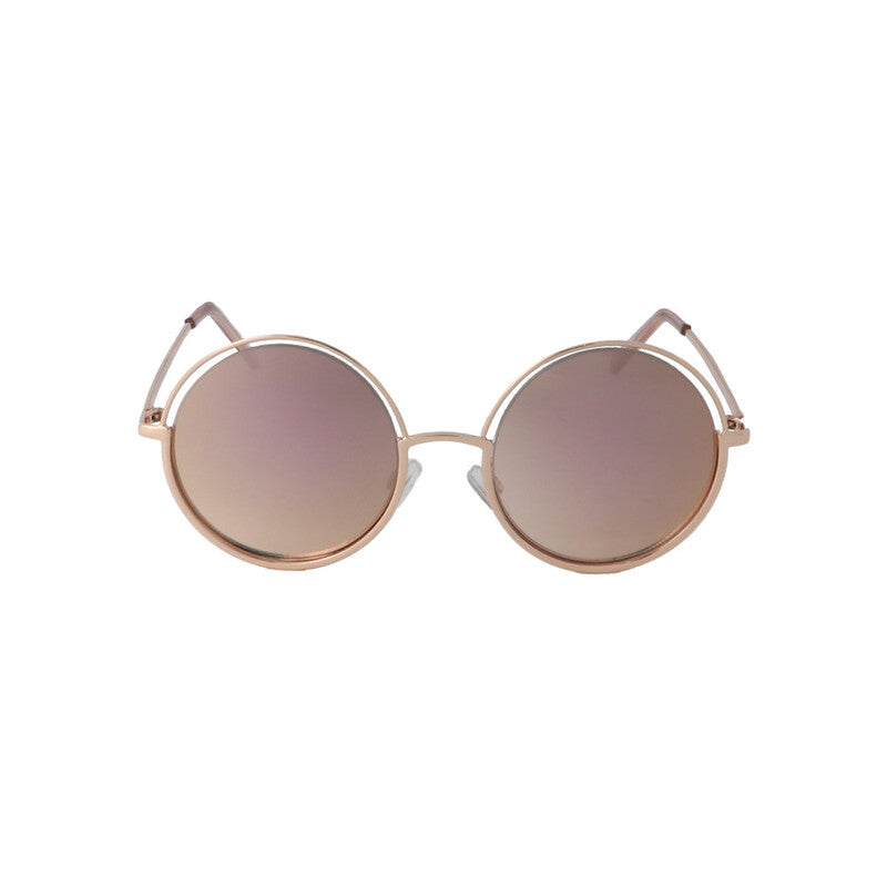 Ladies Gold Tone Round Sunglasses