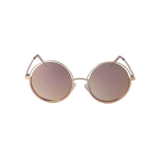 Ladies Gold Tone Round Sunglasses