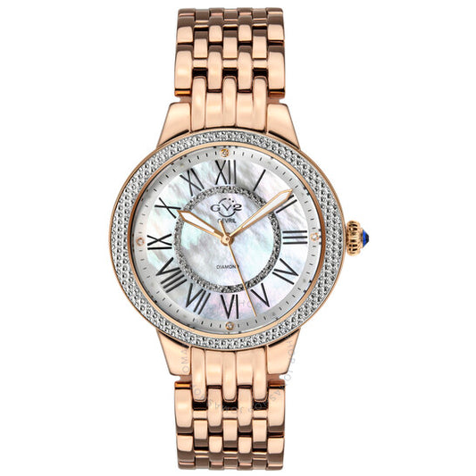 ساعة Gv2 من جيفريل، ساعة أستور II كوارتز بمينا من عرق اللؤلؤ والماس للسيدات