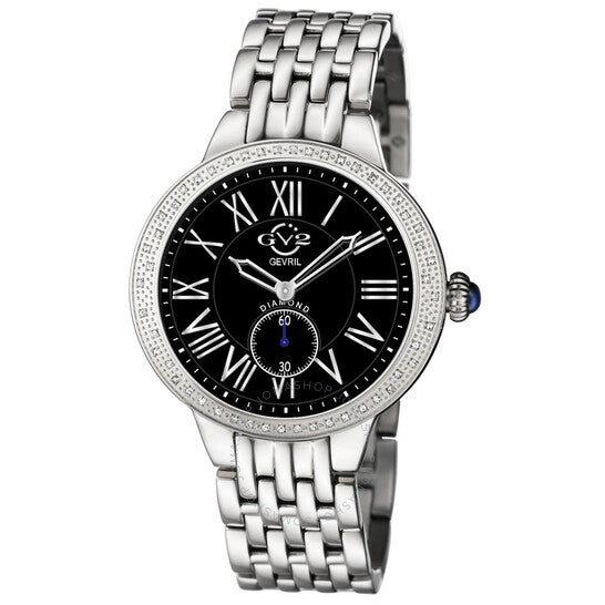 Gv2 By Gevril, Astor Quartz Diamond Black Dial Ladies Watch