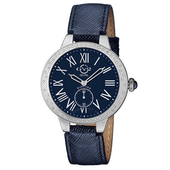 Gv2 By Gevril, Astor Quartz Diamond Blue Dial Ladies Watch