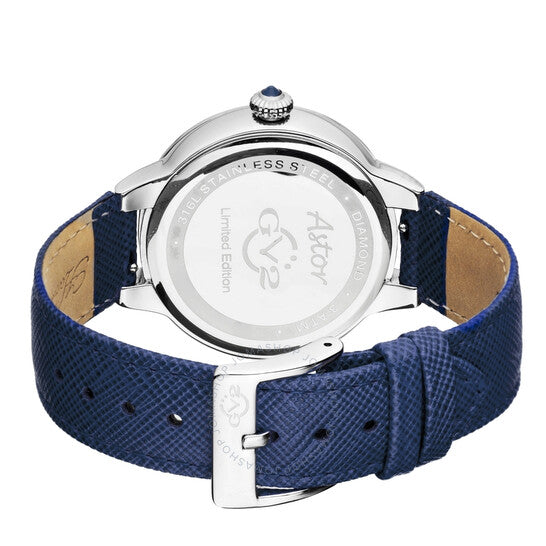 Gv2 By Gevril, Astor Quartz Diamond Blue Dial Ladies Watch