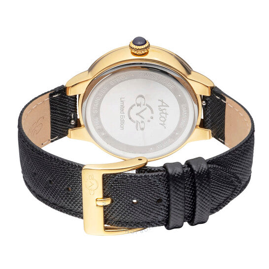 Gv2 By Gevril, Astor Quartz Diamond Black Dial Ladies Watch