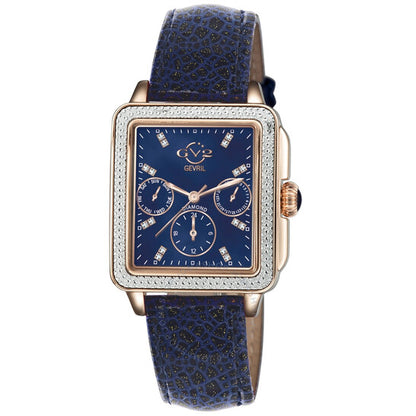 Gv2 By Gevril, Bari Sparkle Quartz Diamond Blue Dial Ladies Watch