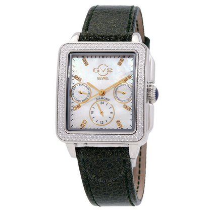 ساعة Gv2 من جيفريل، باري سباركل كوارتز بمينا بيضاء للسيدات