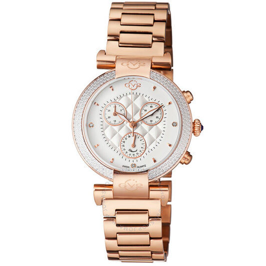 Gv2 من جيفريل، ساعة بيرليتا كرونوغراف ألماس نسائية بمينا أبيض