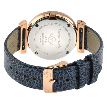 ساعة Gv2 من جيفريل، كوارتز لومباردي، مينا زرقاء مرصعة بالألماس، للسيدات