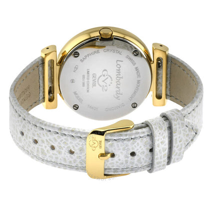 ساعة Gv2 من جيفريل، كوارتز لومباردي، مينا بيضاء ماسية، للسيدات