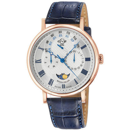 Gv2 By Gevril, Maestro Quartz Moon Phase Silver Dial Men's Watch