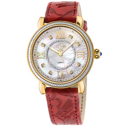 Gv2 By Gevril, Marsala Diamond Mother of Pearl Dial Ladies Watch