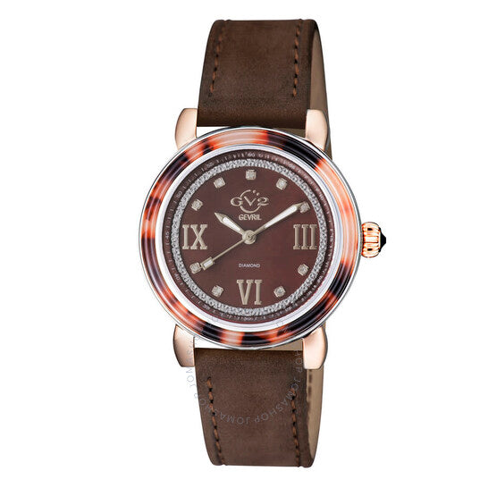 Gv2 By Gevril, Marsala Tortoise Diamond Brown Dial Ladies Watch