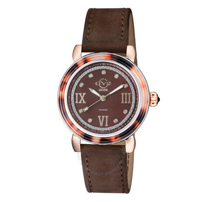 Gv2 By Gevril, Marsala Tortoise Diamond Brown Dial Ladies Watch