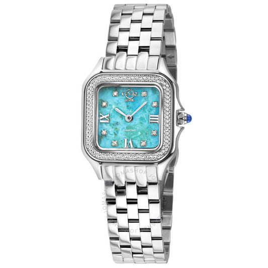 ساعة Gv2 من جيفريل، ميلانو، مينا زرقاء مرصعة بالألماس للسيدات