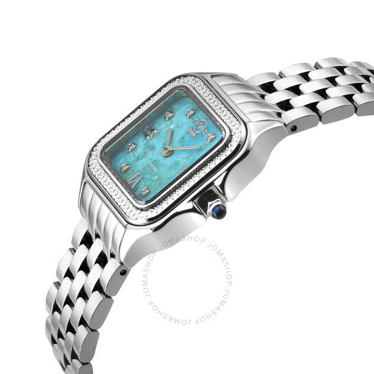 ساعة Gv2 من جيفريل، ميلانو، مينا زرقاء مرصعة بالألماس للسيدات