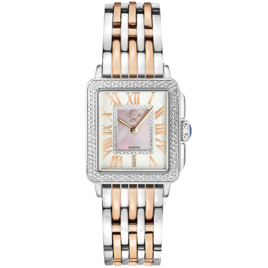 ساعة Gv2 من جيفريل، بادوفا كوارتز بمينا بيضاء مرصعة بالألماس للسيدات