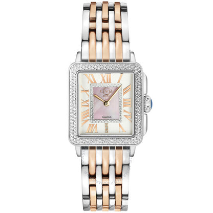 ساعة Gv2 من جيفريل، بادوفا كوارتز بمينا بيضاء مرصعة بالألماس للسيدات