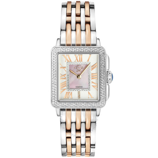 ساعة Gv2 من جيفريل، بادوفا كوارتز بمينا بيضاء مرصعة بالألماس للسيدات