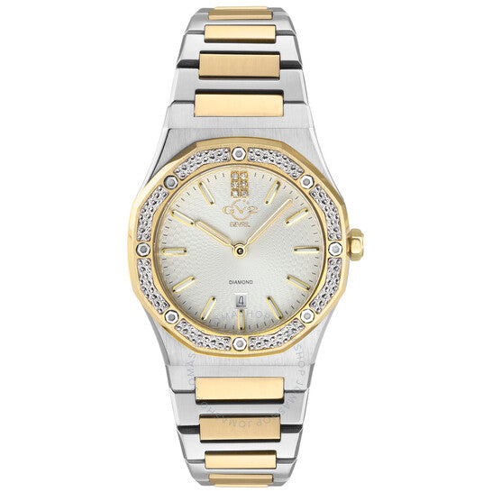 ساعة Gv2 من جيفريل، كوارتز بالمانوفا، مينا بيضاء ماسية، للسيدات