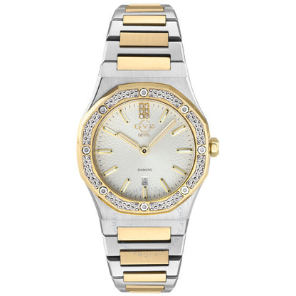 ساعة Gv2 من جيفريل، كوارتز بالمانوفا، مينا بيضاء ماسية، للسيدات