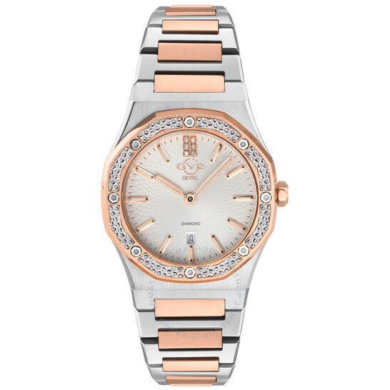 ساعة Gv2 من جيفريل، كوارتز بالمانوفا، مينا بيضاء ماسية، للسيدات