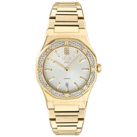 ساعة Gv2 من جيفريل، كوارتز بالمانوفا، مينا بيضاء ماسية، للسيدات