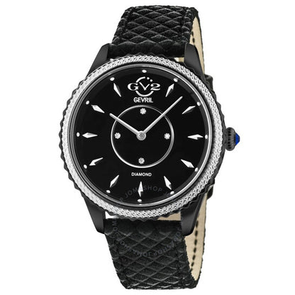 ساعة Gv2 من جيفريل، كوارتز سيينا، مينا سوداء، مرصعة بالألماس، للسيدات