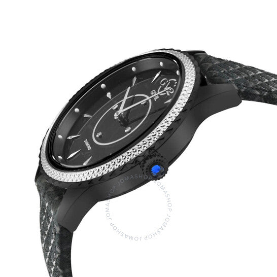 ساعة Gv2 من جيفريل، كوارتز سيينا، مينا سوداء، مرصعة بالألماس، للسيدات