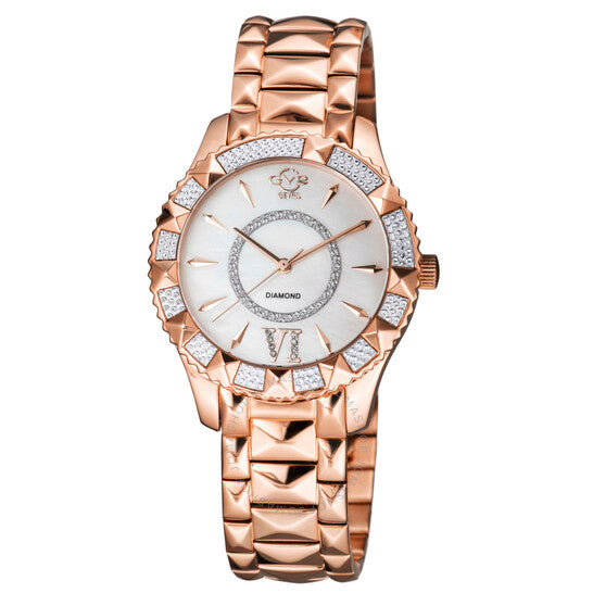 ساعة Gv2 من جيفريل، فينيسيا دايموند كوارتز بمينا بيضاء للسيدات