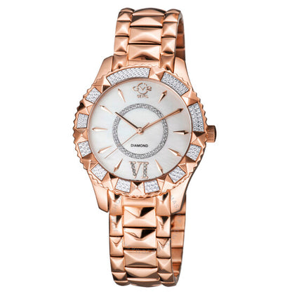 ساعة Gv2 من جيفريل، فينيسيا دايموند كوارتز بمينا بيضاء للسيدات