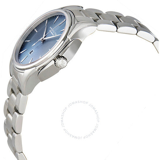 ساعة هاميلتون جازماستر أوتوماتيكية للسيدات بمينا زرقاء