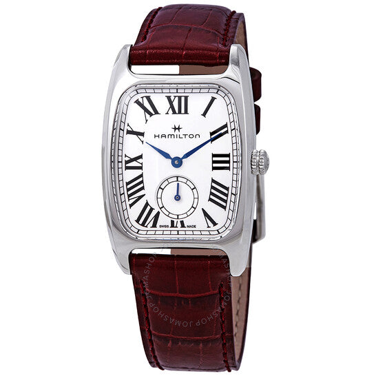 Hamilton, Boulton Silver Dial Red Leather Ladies Watch
