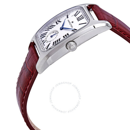 Hamilton, Boulton Silver Dial Red Leather Ladies Watch
