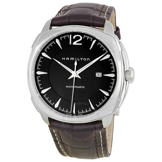 Hamilton, Cushion Black Dial Brown Leather Strap Stainless Steel Men's Watch