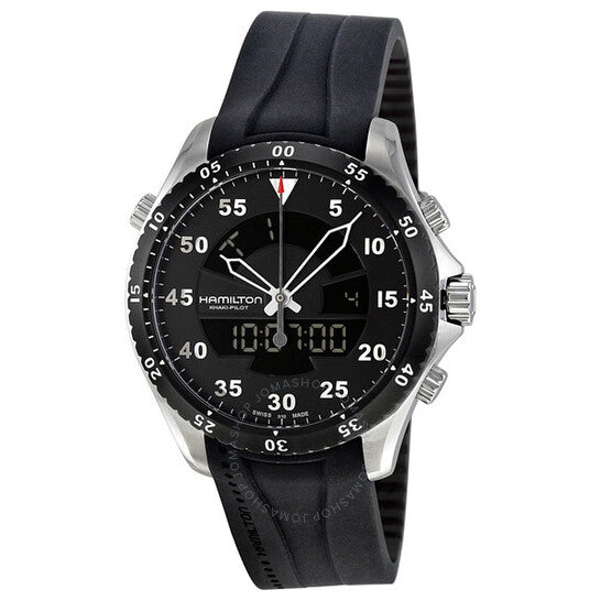 Hamilton, Flight Timer Chronograph Black Dial Rubber Men's Watch