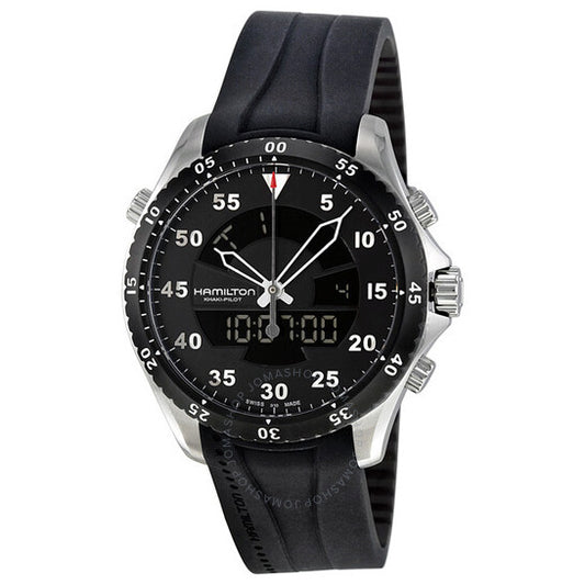 Hamilton, Flight Timer Chronograph Black Dial Rubber Men's Watch
