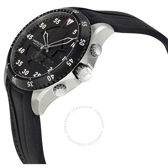 Hamilton, Flight Timer Chronograph Black Dial Rubber Men's Watch