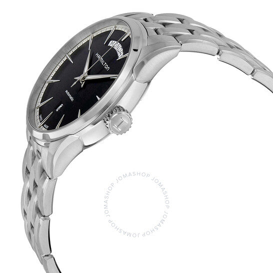 ساعة هاميلتون جازماستر أوتوماتيكية للرجال بمينا أسود