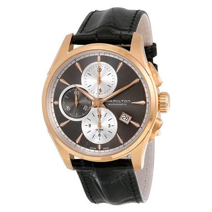 Hamilton, Jazzmaster Automatic Chronograph Grey Dial Black Leather Watch